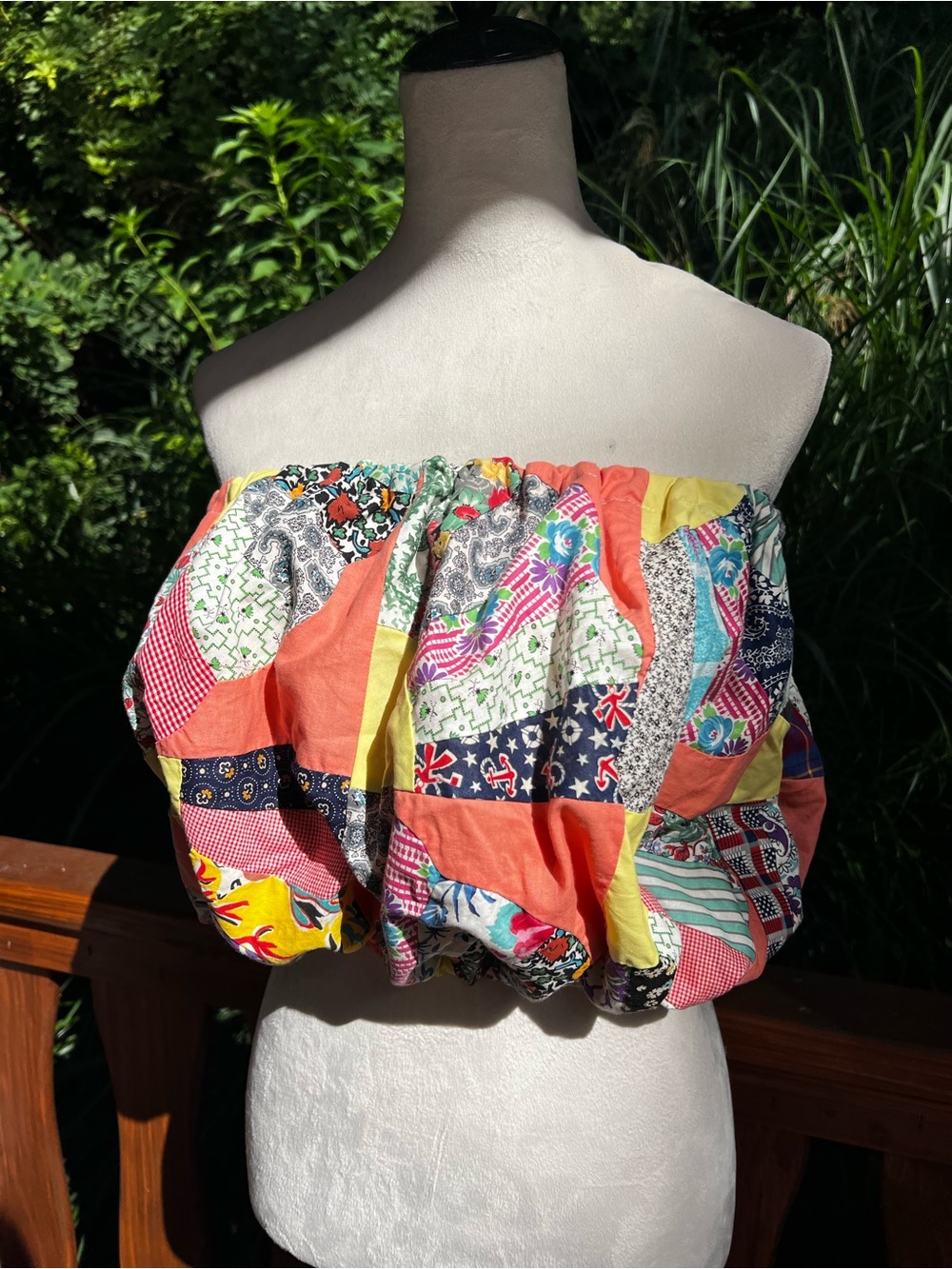 Handmade babydoll quilt top,bubble tube top reworked vintage 1930’s quilt